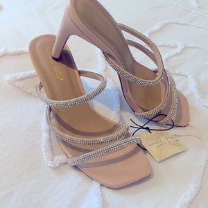 Altar’d State Nude Rhinestone Square Toe Heels